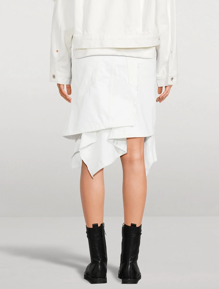 Asymmetric Denim Midi Skirt