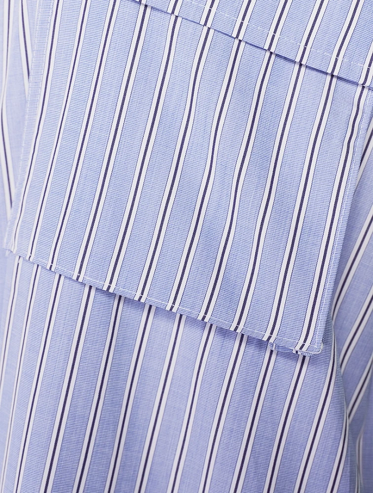 Sleeveless Shirt Dress Stripe Print