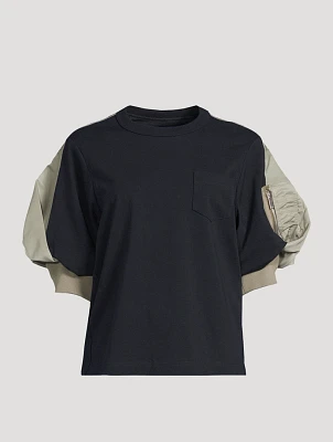 Cotton And Nylon Twill Mix T-Shirt