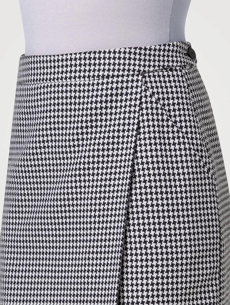Wool-Blend Mini Skirt Houndstooth Print