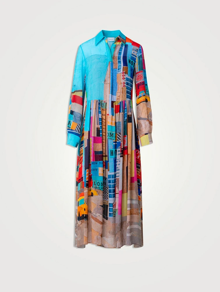 Midi Dress NYC Paper Collage Print
