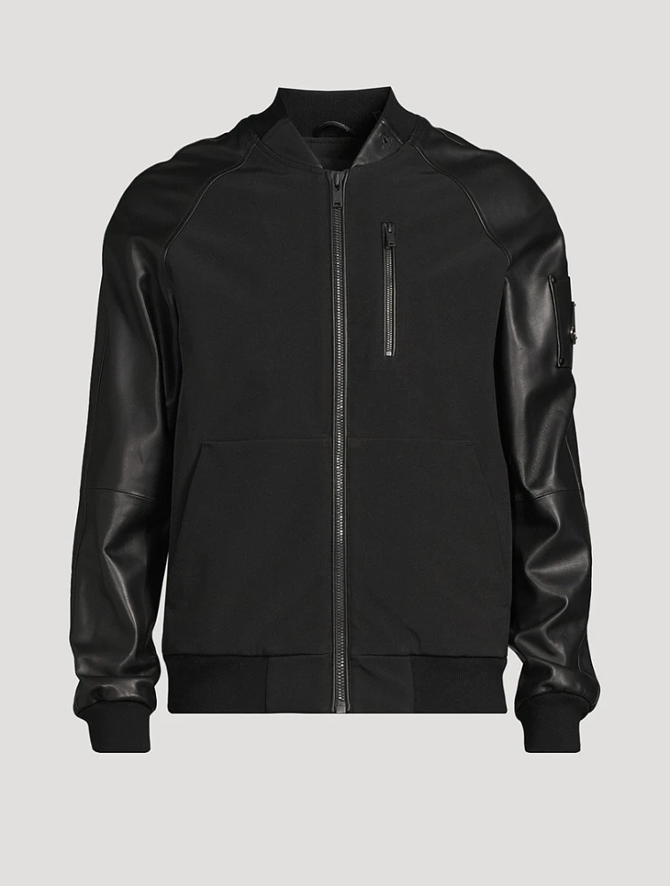 Neuville Bomber Jacket With Leather Sleeve