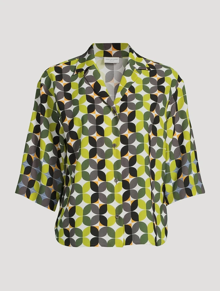 Cala Cropped Shirt Geometric Print