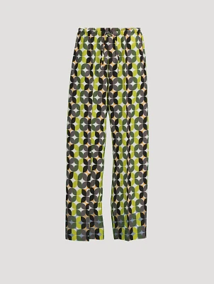 Puvis Wide-Leg Trousers Geometric Print