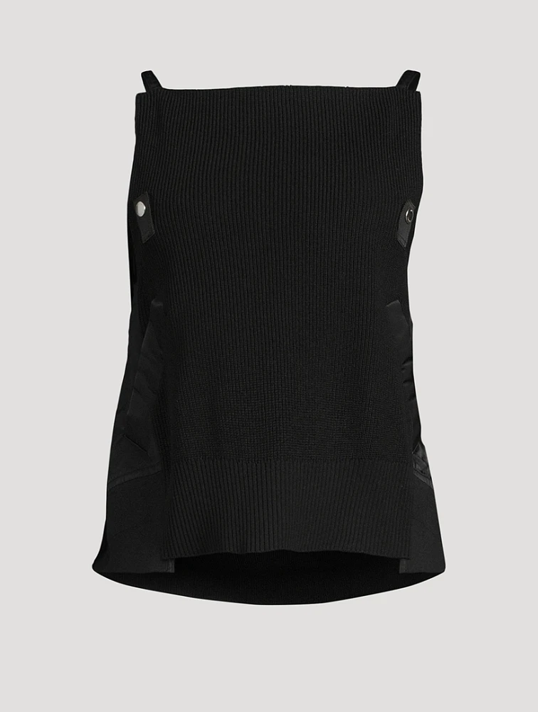 Nylon Twill Mix Knit Camisole