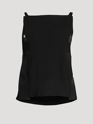 Nylon Twill Mix Knit Camisole