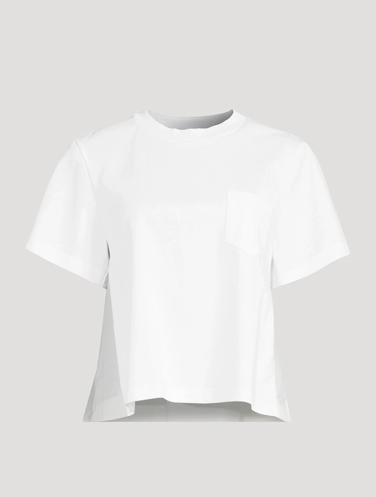 T-Shirt With Nylon Twill Back