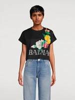 Cropped T-Shirt Roses Print