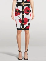 Rose Jacquard Knit Pencil Skirt