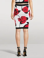 Rose Jacquard Knit Pencil Skirt