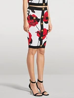 Rose Jacquard Knit Pencil Skirt