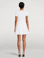 Pleated Knit Mini Dress