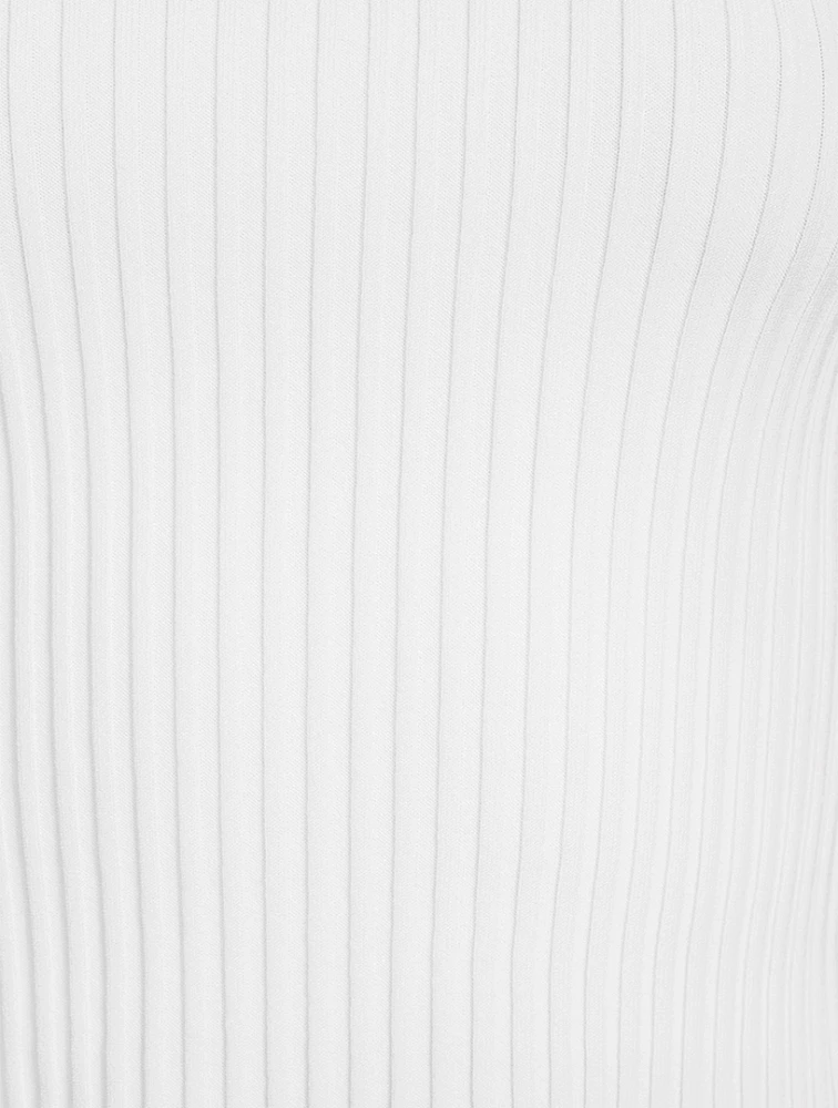Pleated Knit Mini Dress