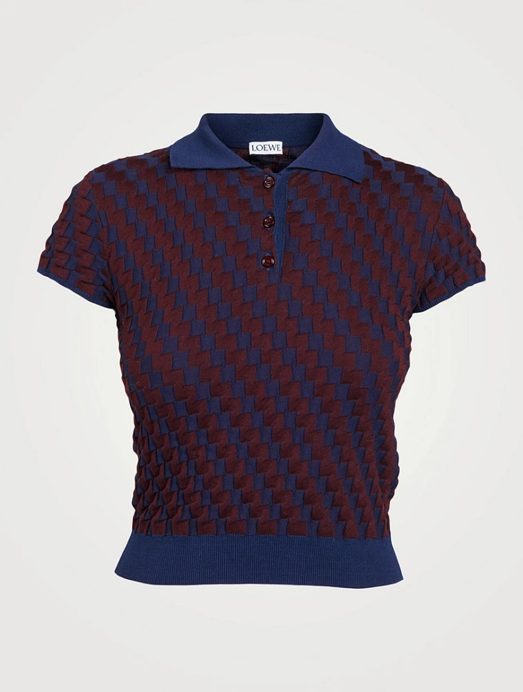 Cotton Short-Sleeve Polo Sweater
