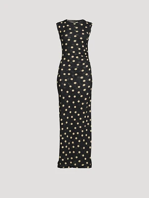 Mesh Maxi Dress Polka Dot Print