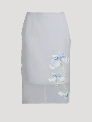 Layered Dévoré Satin Skirt Iris Print