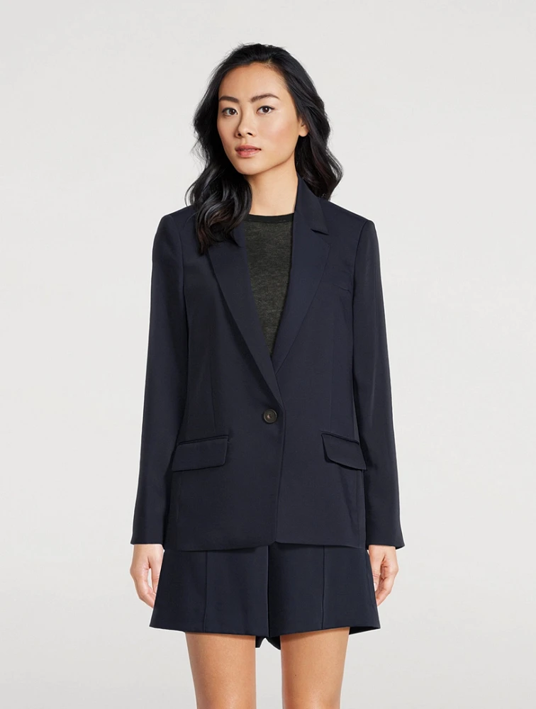 Soft Suiting Single-Breasted Blazer