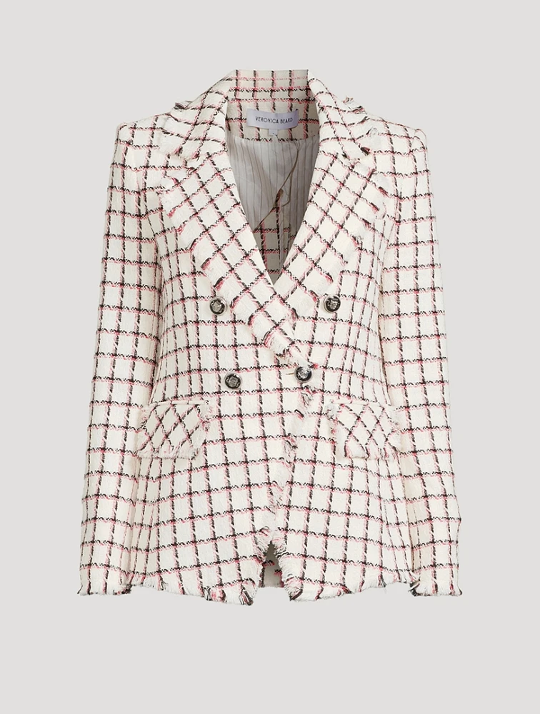 Taja Dickey Double-Breasted Tweed Blazer