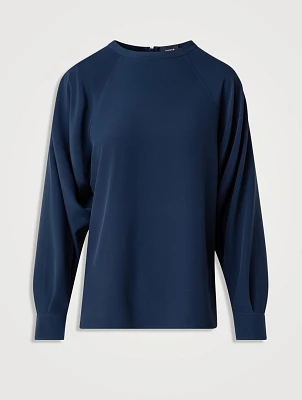 Silk Crêpe Raglan-Sleeve Blouse