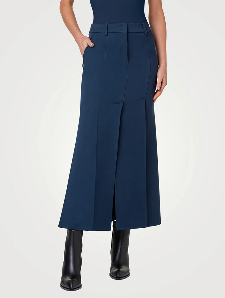 Wool Double-Face Midi Skirt