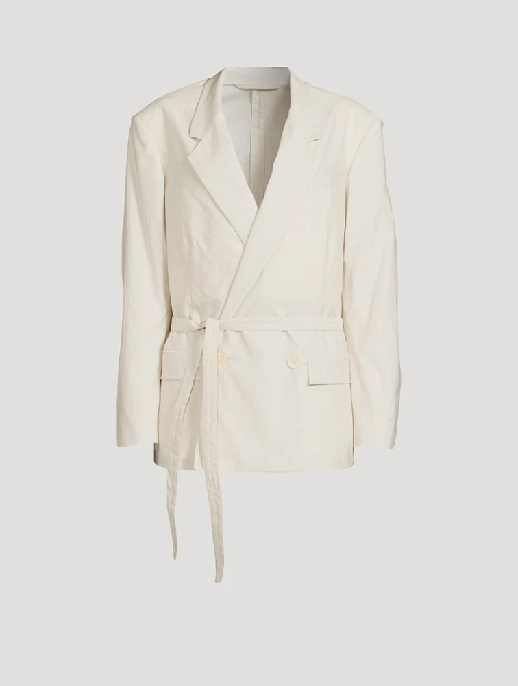 Belted Double-Breasted Blazer