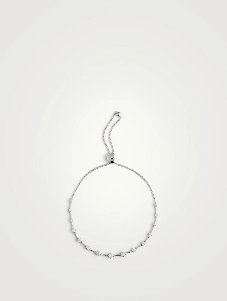Small Cadence 18K White Gold Bolo Bracelet With Diamonds