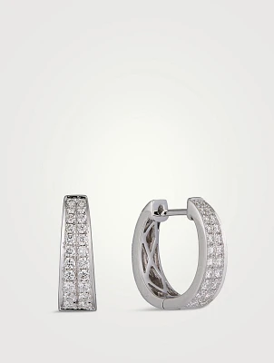 Small Meryl 18K White Gold Huggie Earrings With Diamonds