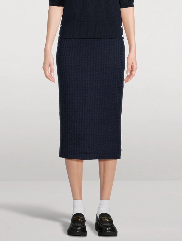 Tonal Check Jacquard Pencil Skirt