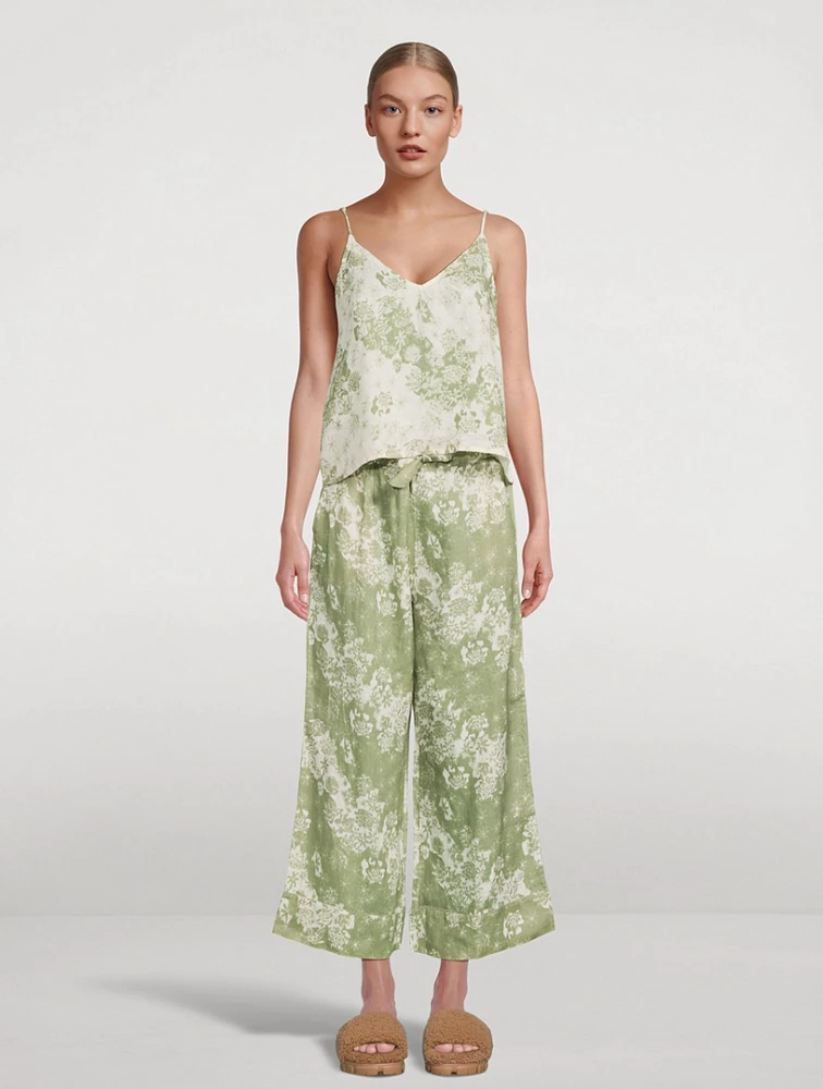 Linen Cami And Wide Leg Set Flowers of Time Print