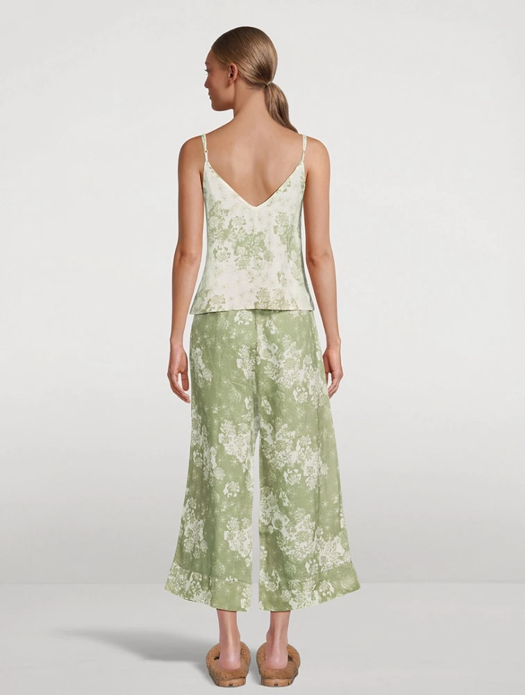 Linen Cami And Wide Leg Set Flowers of Time Print