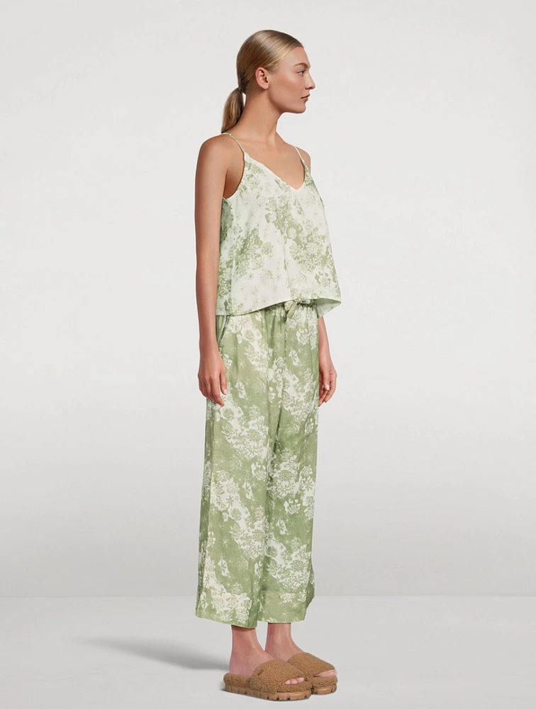 Linen Cami And Wide Leg Set Flowers of Time Print