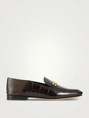 Louis Croc-Embossed Leather Loafers