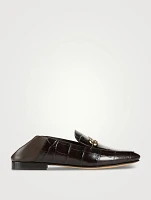 Louis Croc-Embossed Leather Loafers