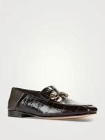Louis Croc-Embossed Leather Loafers