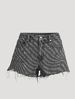 Bite Denim Shorts Logo Print