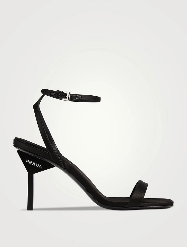 Logo-Heel Satin Sandals