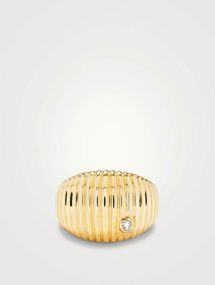 Chevaliere 9K Gold Berlingot Ring With Diamond