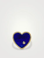 Chevaliere 9K Gold Oval Ring With Lapis Lazuli And Diamond