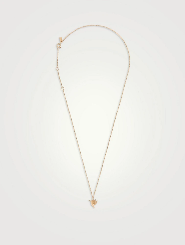 14K Gold Hummingbird Necklace