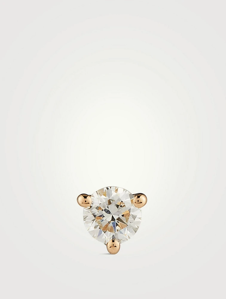 14K Gold Solitaire Diamond Stud Earring