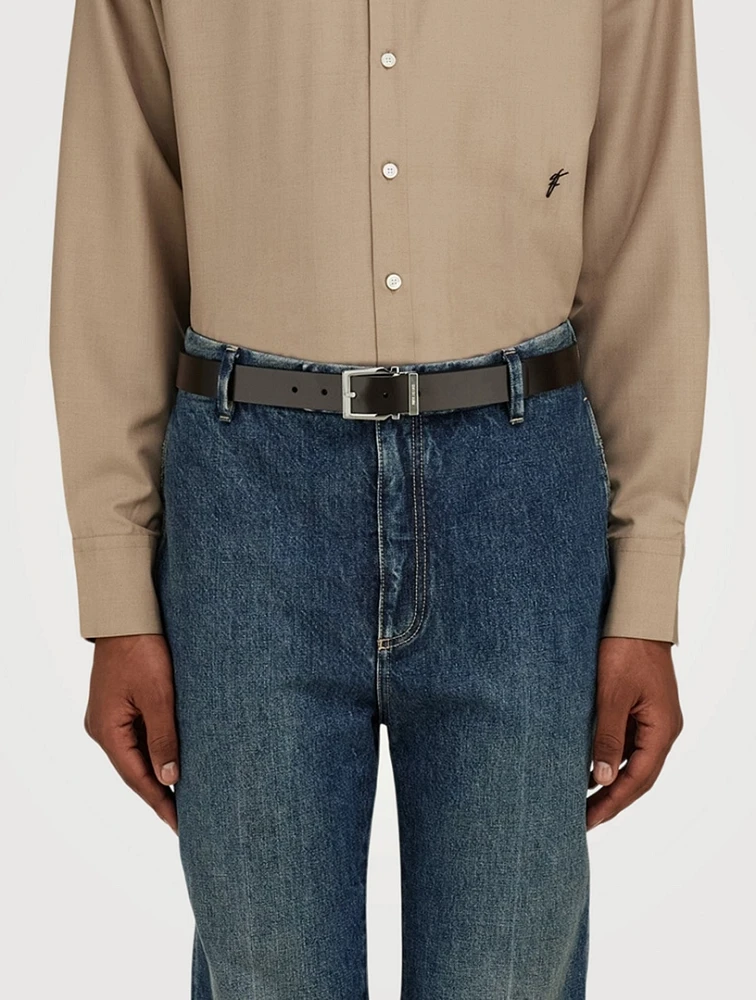 Gancini Leather Reversible Belt