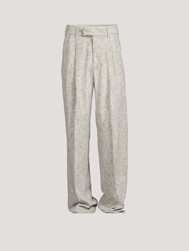 Wool-Blend Crosshatch Pants