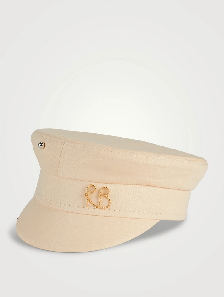 Pierced Linen Baker Boy Cap