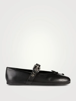 Leather Mary Jane Ballerina Flats