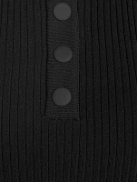 Ribbed Crepe Knit Polo Shirt