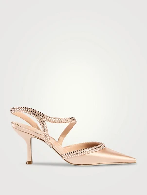 Lisa Crystal Satin Slingback Pumps