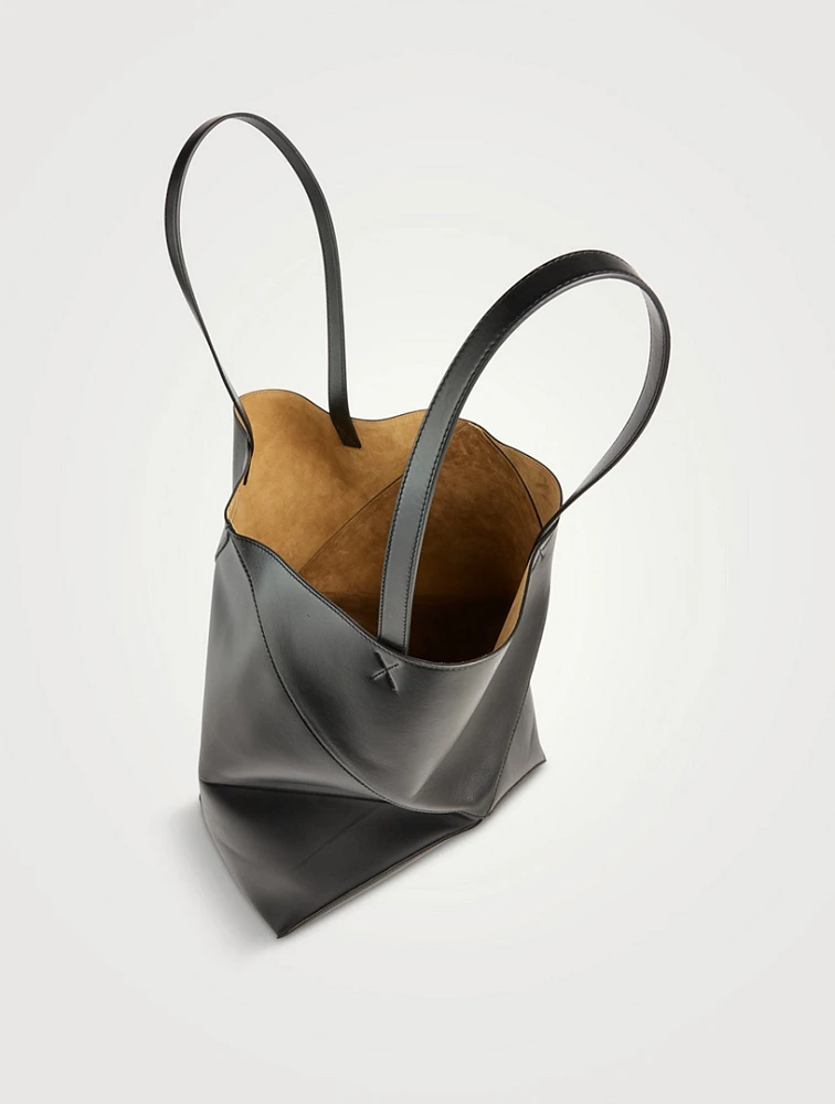 Large Puzzle Fold Leather Tote Bag