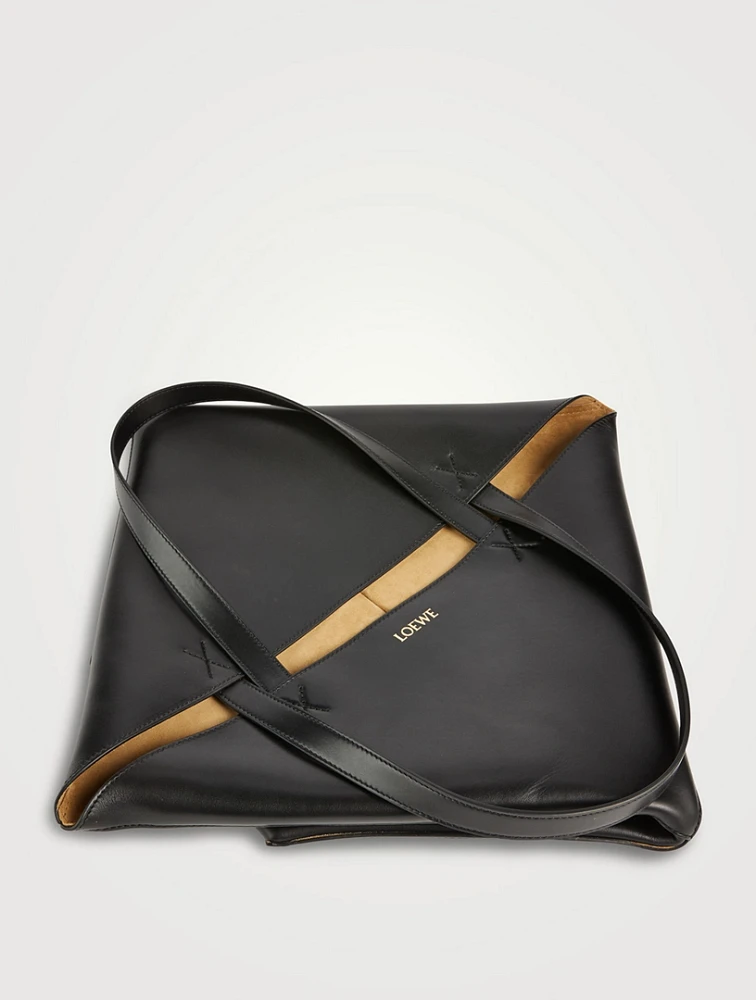 Large Puzzle Fold Leather Tote Bag