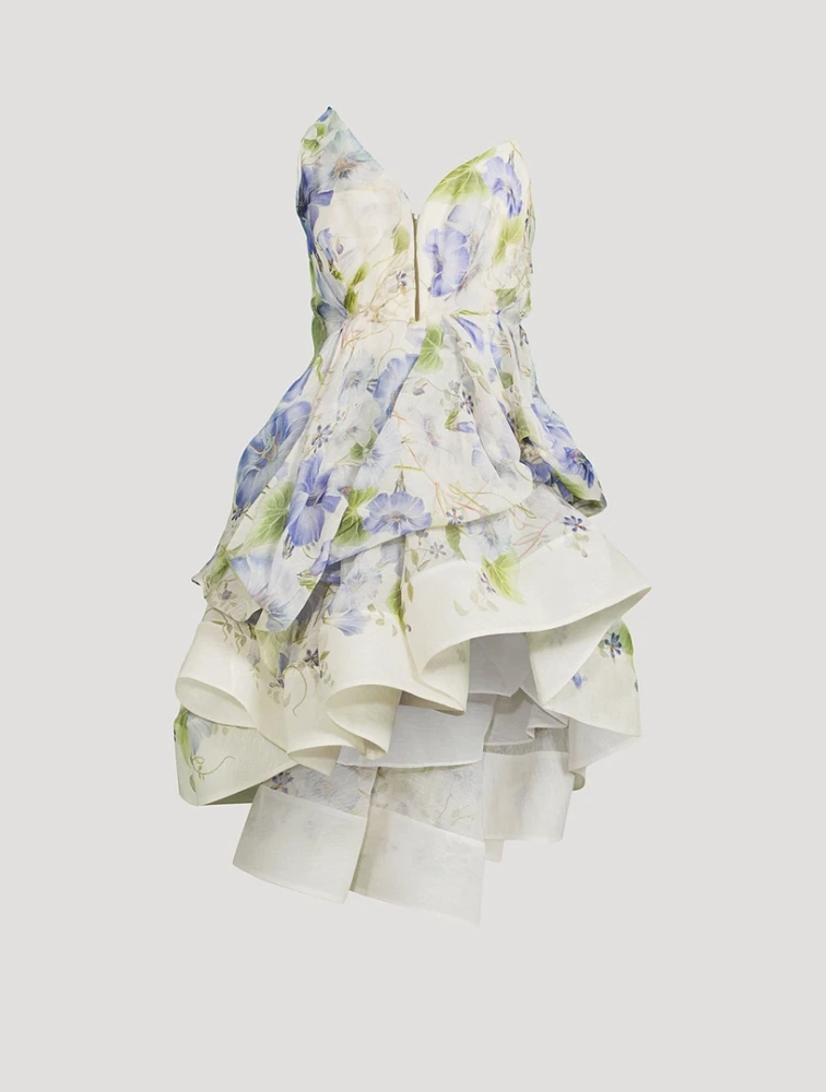 Natura Asymmetric Mini Dress Floral Print