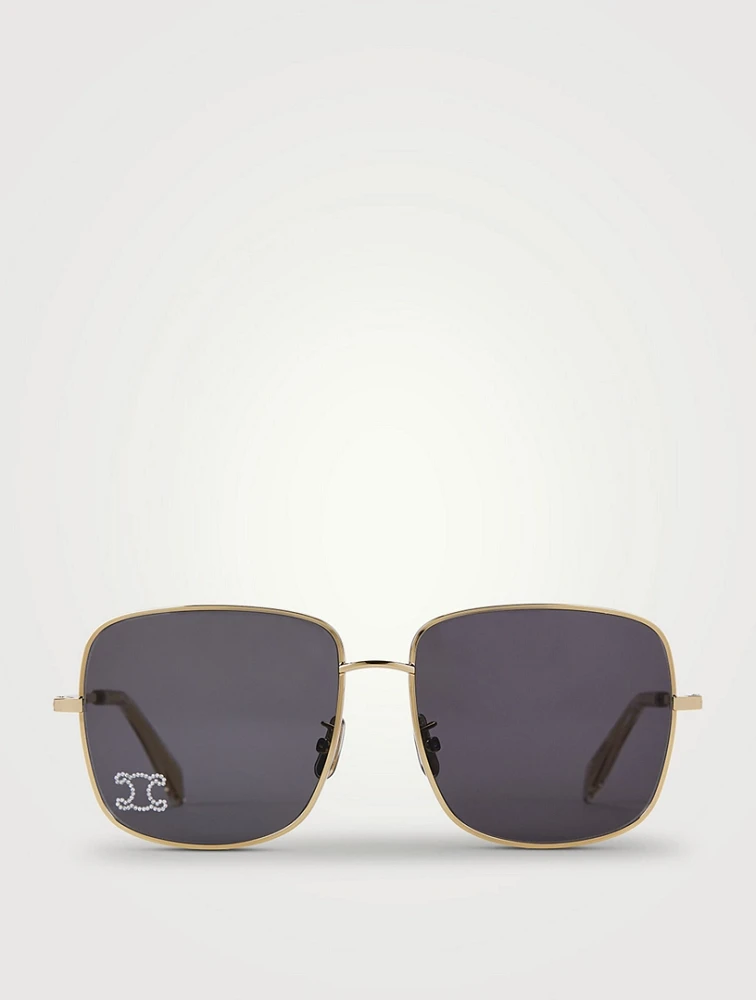 Rhinestone Triomphe Square Sunglasses